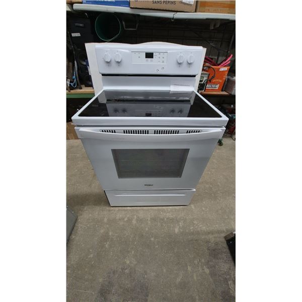 Whirlpool White Electric Range with Smooth Black Glass Cooktop and Digital Display