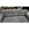Image 3 : Contemporary Three-Seater Sofa with Grey Heathered Upholstery and Button-Tufted Back. 81”