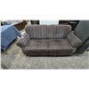Image 1 : Two-Seater hide a bed with Brown and Grey Woven Geometric Pattern Upholstery and Rolled Arms