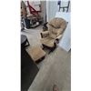 Image 1 : Shermag Glider Chair and Ottoman Set with Dark Wood Frame and Tan Cushions