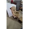 Image 4 : Shermag Glider Chair and Ottoman Set with Dark Wood Frame and Tan Cushions
