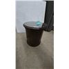 Image 1 : Round Wood Fluted Drum Accent End Table with Glass Top and Storage Cabinet 21” High 19” diameter