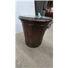 Image 2 : Round Wood Fluted Drum Accent End Table with Glass Top and Storage Cabinet 21” High 19” diameter