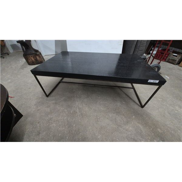 Modern Rectangular Coffee Table with Black Wood Top and Metal Frame. 17”×54”×32”