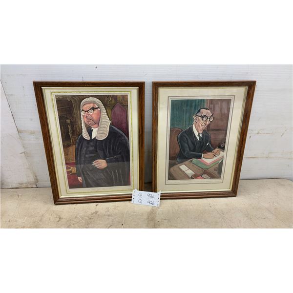 Two Framed Sallon Caricature Prints: Lord Dilhorne and Viscount Monckton of Brenchley