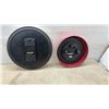 Image 4 : Assortment of Clocks Including Retro Looking Red Wall Clock, Marble Desk Clock, Metamec Mantel