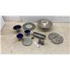 Image 1 : Silver Plated Footed Bowls, Trivets, Salt Cellars, Shakers, Folding Hot Plate Stand
