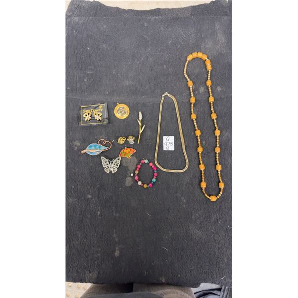 Fashion Jewelry: Clip-On Earrings, Brooches, Necklace Pendant, and 2 Necklaces