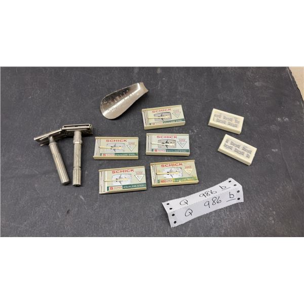 Vintage Schick and Wilkinson Sword DE Razor Blades, TTO Safety Razors and Hartt Shoe Horn
