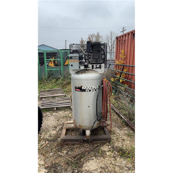 Magna Force Sanborn 5 HP Two Stage Air Compressor, Air Hose, (Tested Working Before Loading, Was