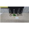 Image 1 : Four Vintage Oil Lamps Including Green Moon and Stars and Clear Glass Finger Lamps