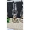 Image 3 : Four Vintage Oil Lamps Including Green Moon and Stars and Clear Glass Finger Lamps