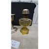 Image 2 : Two Antique Aladdin Kerosene Lamps, Nickel and Amber Ribbed Glass Bases