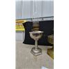 Image 4 : Two Antique Aladdin Kerosene Lamps, Nickel and Amber Ribbed Glass Bases