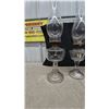 Image 2 : Four Antique Clear Glass Oil Lamps with Glass Chimneys and Pedestal Bases