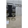 Image 5 : Four Antique Clear Glass Oil Lamps with Glass Chimneys and Pedestal Bases