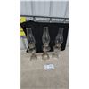 Image 1 : Three Clear Glass Oil Lamps with Chimneys and Wicks