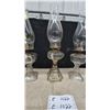 Image 4 : Three Clear Glass Oil Lamps with Chimneys and Wicks