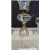 Image 5 : Three Clear Glass Oil Lamps with Chimneys and Wicks
