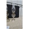 Image 6 : Three Clear Glass Oil Lamps with Chimneys and Wicks