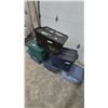 Image 3 : 6 Assorted Plastic Storage Totes with Lids in Black, Blue, Green, and Light Blue