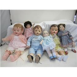 Six Bisque and Composition Dolls