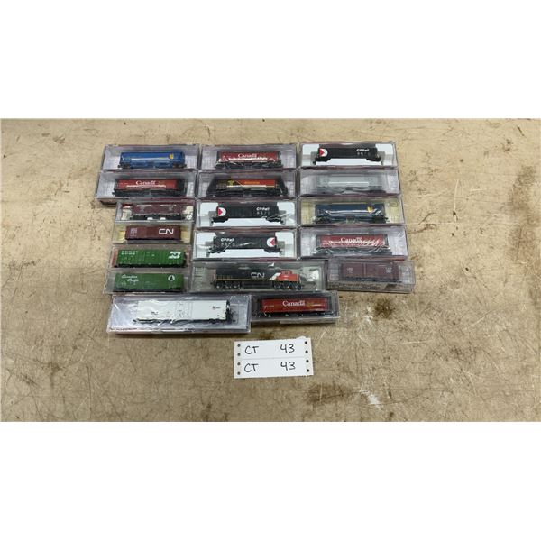 18 Assorted N Gauge Model Train Cars and Locomotives, incl. CP Rail, Canada, and Heritage Fund