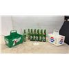 Image 1 : Vintage 7UP and Pepsi Plastic Bottle Carriers with 7UP, Coca-Cola, Mountain Dew Bottles
