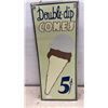 Image 5 : "Double-Dip Cones 5¢" Vintage-Style Tin Advertising Sign with Ice Cream Cone Graphic, 17 × 7”
