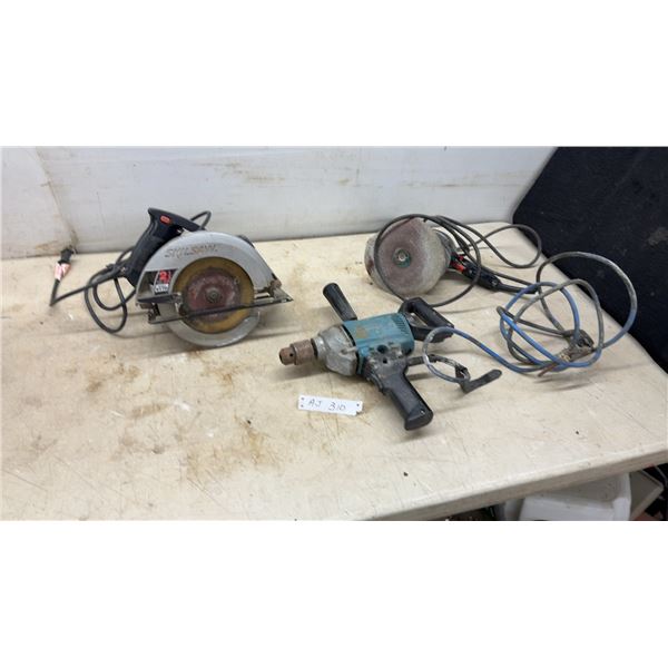 Skilsaw Model 5170 7 1/4” Circular Saw, Angle Grinder, Makita Drill