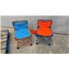 Image 2 : Three Folding Camping Chairs: Two "Tot Spot" Child-Size and One Blue Adult-Size with Armrests