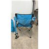 Image 3 : Three Folding Camping Chairs: Two "Tot Spot" Child-Size and One Blue Adult-Size with Armrests