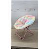 Image 1 : Child’s Foldable Faux Fur Saucer Chair, Pastel Tie-Dye with Pink Frame