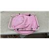 Image 5 : Child’s Foldable Faux Fur Saucer Chair, Pastel Tie-Dye with Pink Frame