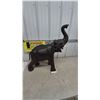 Image 1 : Large Leather Elephant Statue with Raised Trunk and Tusks. 31” to top of trunk