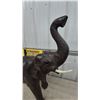 Image 2 : Large Leather Elephant Statue with Raised Trunk and Tusks. 31” to top of trunk