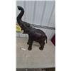 Image 7 : Large Leather Elephant Statue with Raised Trunk and Tusks. 31” to top of trunk