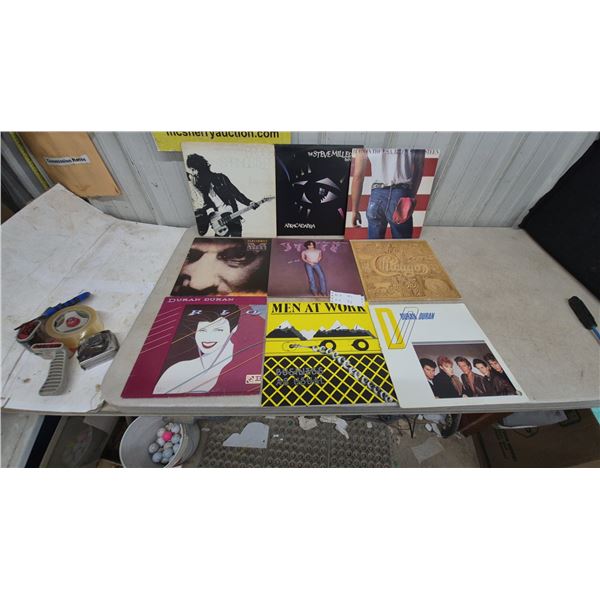 9 Vintage Classic Rock Vinyl Records Including Springsteen, Steve Miller, Duran Duran, Chicago
