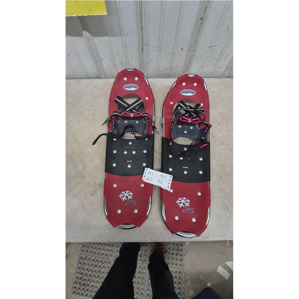Powderidge 25” Snowshoes with Red and Black Deck, Black Bindings and Aluminum Frame