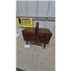 Image 1 : Vintage Wooden Cantilever Accordion Sewing Box with Carrying Handle and Legs