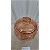 Image 2 : Vintage Planters Pennant Salted Peanuts Pink Depression Glass Jar with Peanut Finial Lid