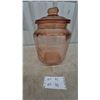 Image 3 : Vintage Planters Pennant Salted Peanuts Pink Depression Glass Jar with Peanut Finial Lid