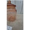 Image 5 : Vintage Planters Pennant Salted Peanuts Pink Depression Glass Jar with Peanut Finial Lid