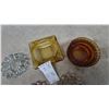Image 2 : Vintage Glass Ashtrays Including Bubble Design, Square Amber, and Ribbed Round