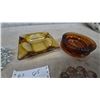 Image 3 : Vintage Glass Ashtrays Including Bubble Design, Square Amber, and Ribbed Round