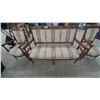 Image 2 : Antique French Neoclassical Carved Wood Parlor Set, Settee 54” and Two Armchairs, Striped