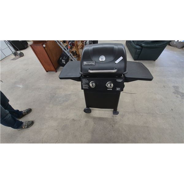 Charmglow 2-Burner Gas Grill with Side Tables, Lid-Mounted Temperature Gauge and Wheels