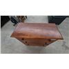 Image 2 : Vintage Three-Drawer Wooden Dresser With Wooden Knob Handles and Dovetail Joints 34”×36”×16”