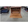 Image 3 : Vintage Wooden Drop-Front Secretary Desk With Three Drawers and Interior Cubbies 45”×51”×13”