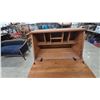 Image 4 : Vintage Wooden Drop-Front Secretary Desk With Three Drawers and Interior Cubbies 45”×51”×13”